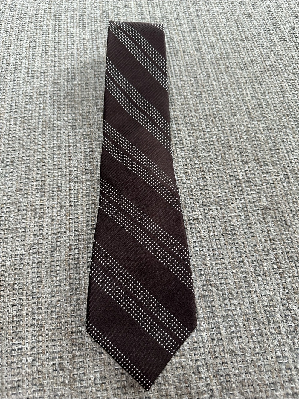Apt. 9 Brown Tie with White Dot Diagonal Stripes